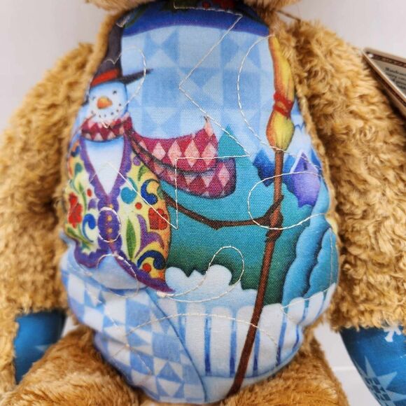 Boyds Jim Shore Flurries Snowman Teddy Bear 15” Plush Quilted Fabric Belly w/Tag - Picture 2 of 8
